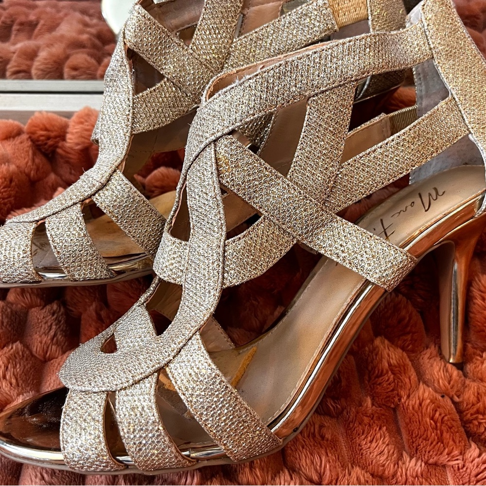 Marc Fisher Glittering Gold Strappy Heels